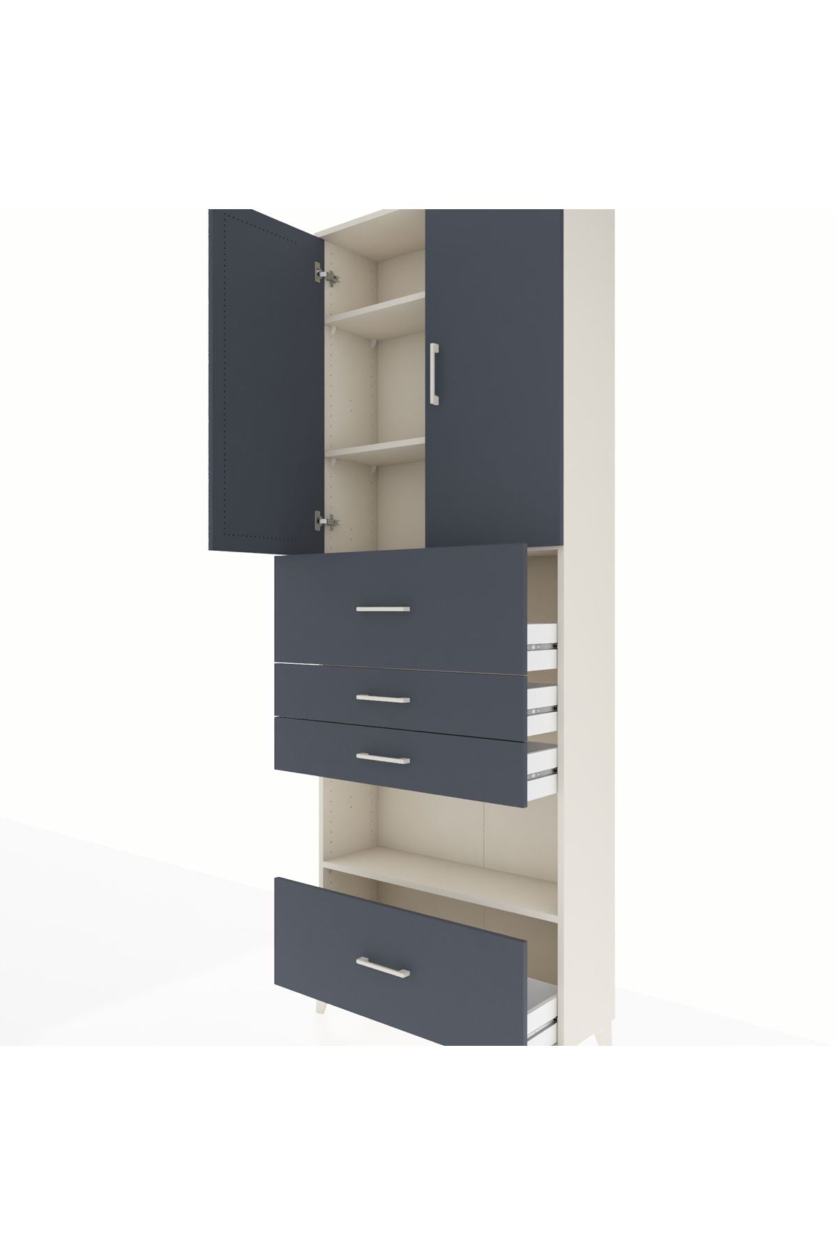 Arges Dolap 4 Raflı 4 Çekmeceli 2 Kapaklı 88x30x243 - S33M181V2A