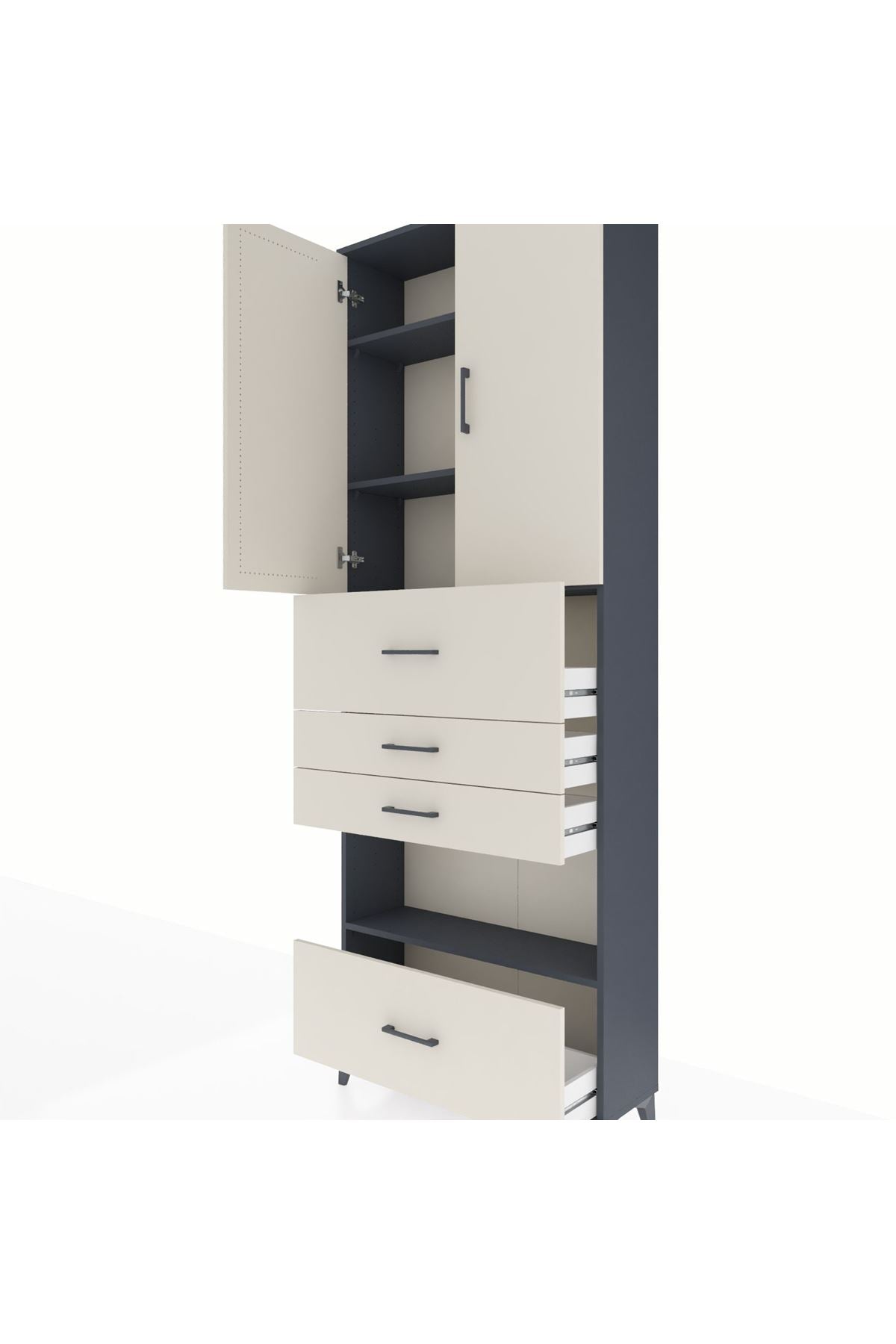 Arges Dolap 4 Raflı 4 Çekmeceli 2 Kapaklı 88x30x243 - S33M181V4A