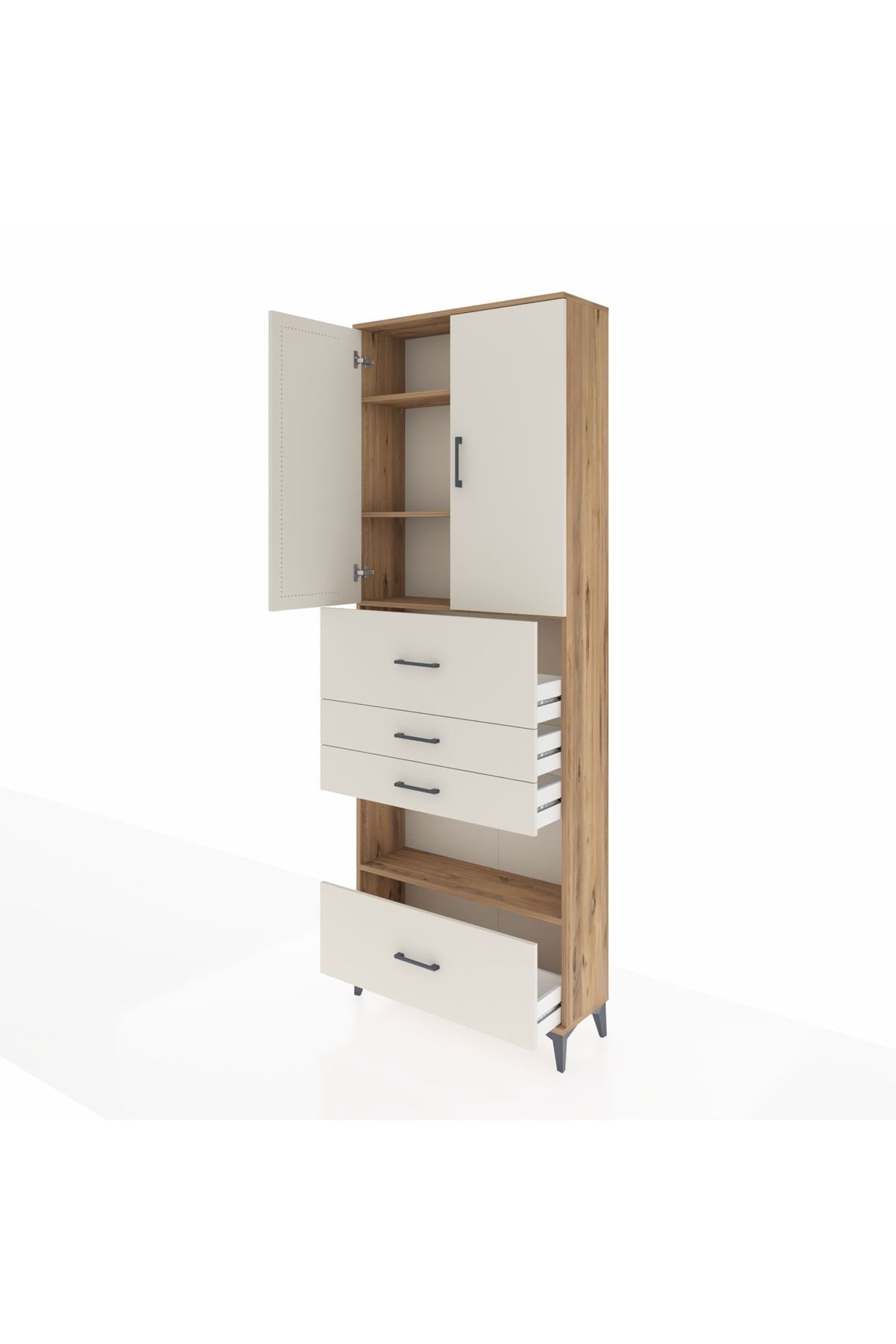 Arges Dolap 4 Raflı 4 Çekmeceli 2 Kapaklı 88x30x243 - S33M181V7A