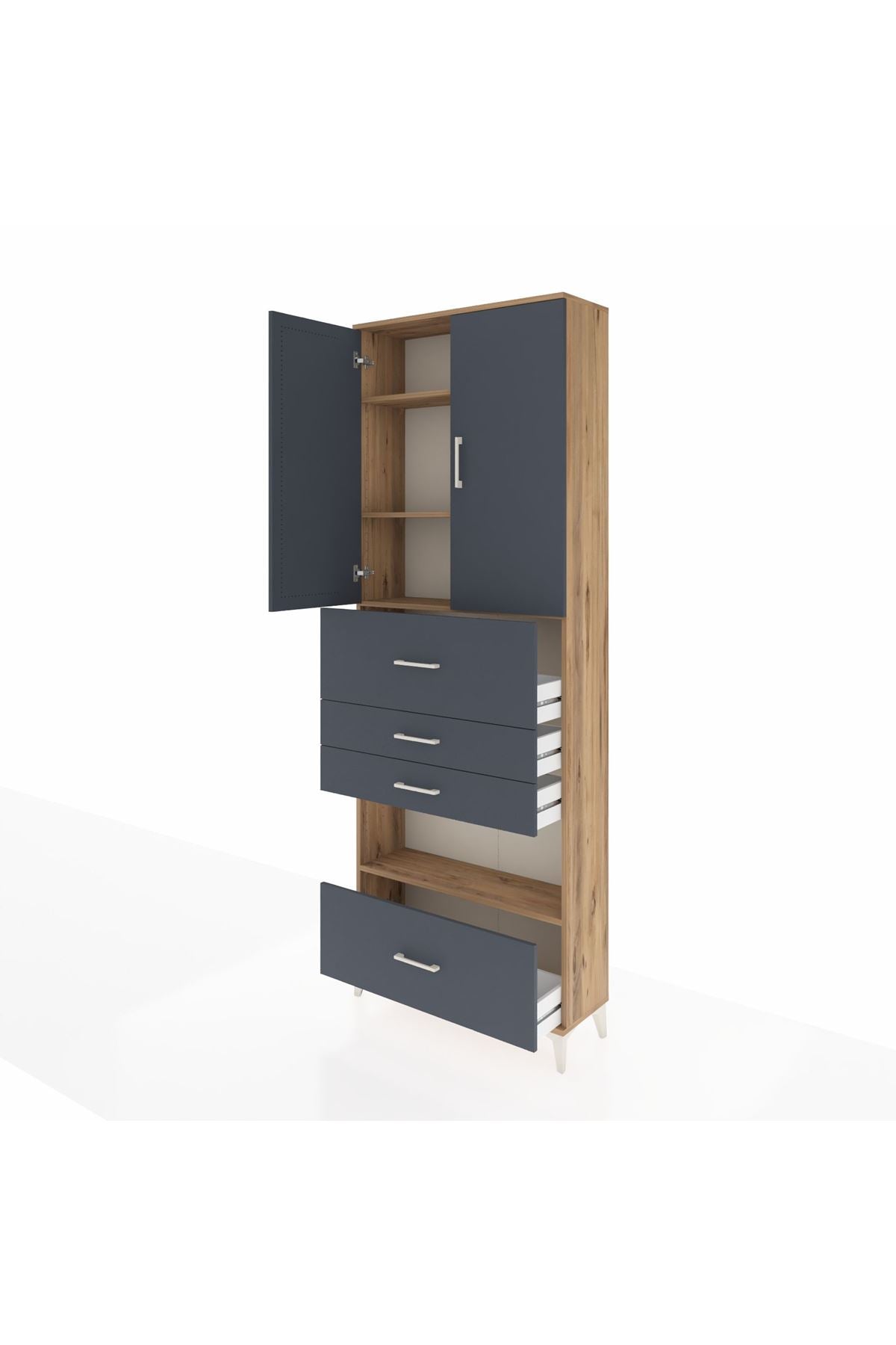 Arges Dolap 4 Raflı 4 Çekmeceli 2 Kapaklı 88x30x243 - S33M181V8A