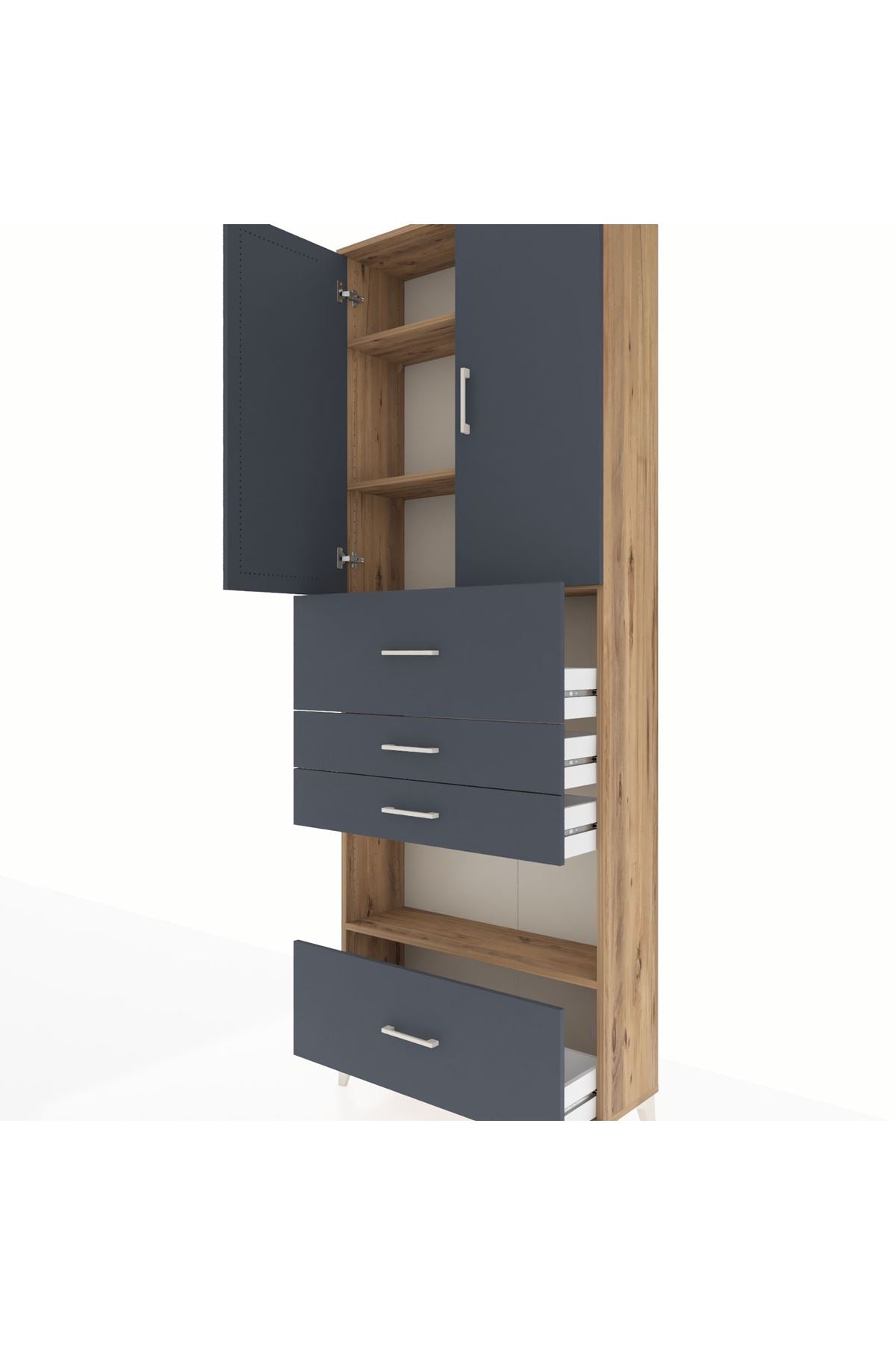 Arges Dolap 4 Raflı 4 Çekmeceli 2 Kapaklı 88x30x243 - S33M181V8A