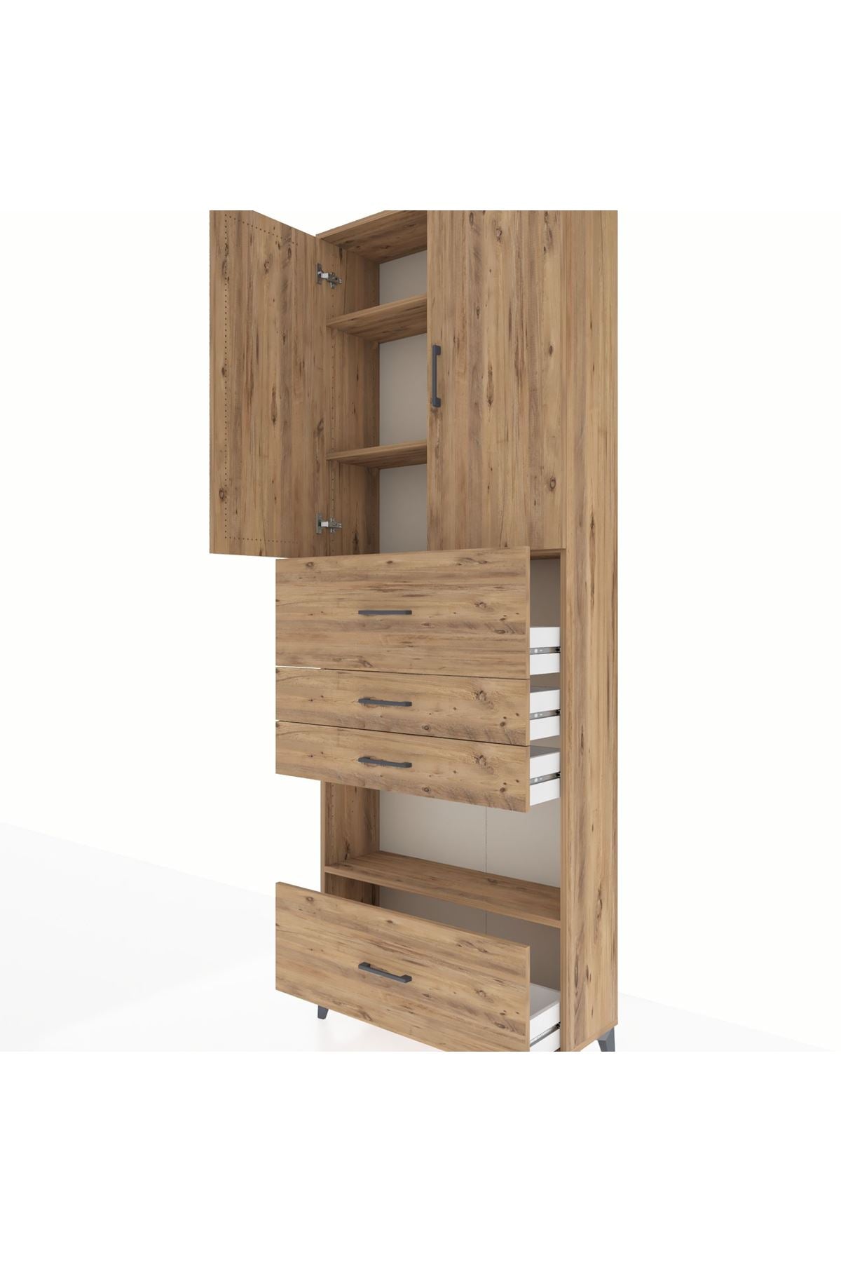 Arges Dolap 4 Raflı 4 Çekmeceli 2 Kapaklı 88x30x243 - S33M181V9A