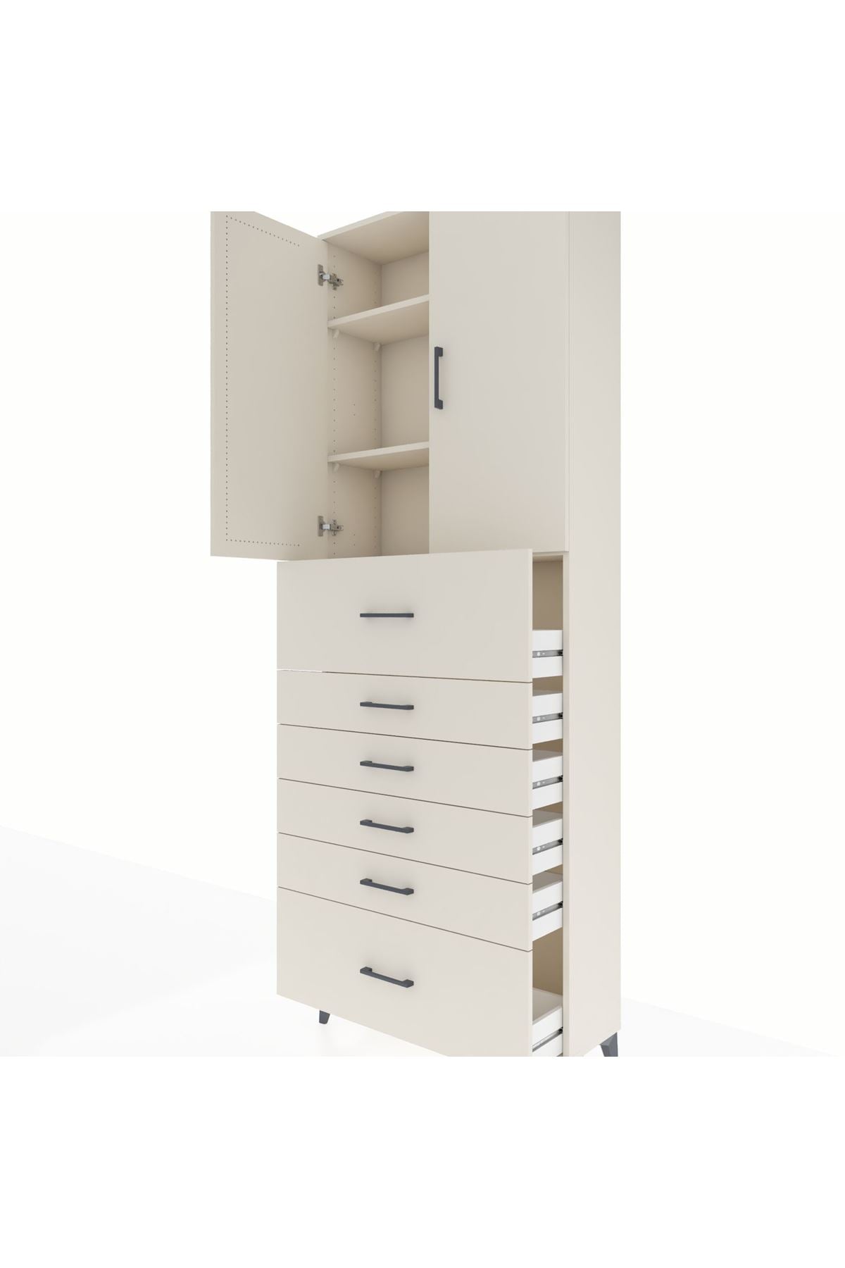 Arges Dolap 3 Raflı 6 Çekmeceli 2 Kapaklı 88x30x243 - S33M183V1A
