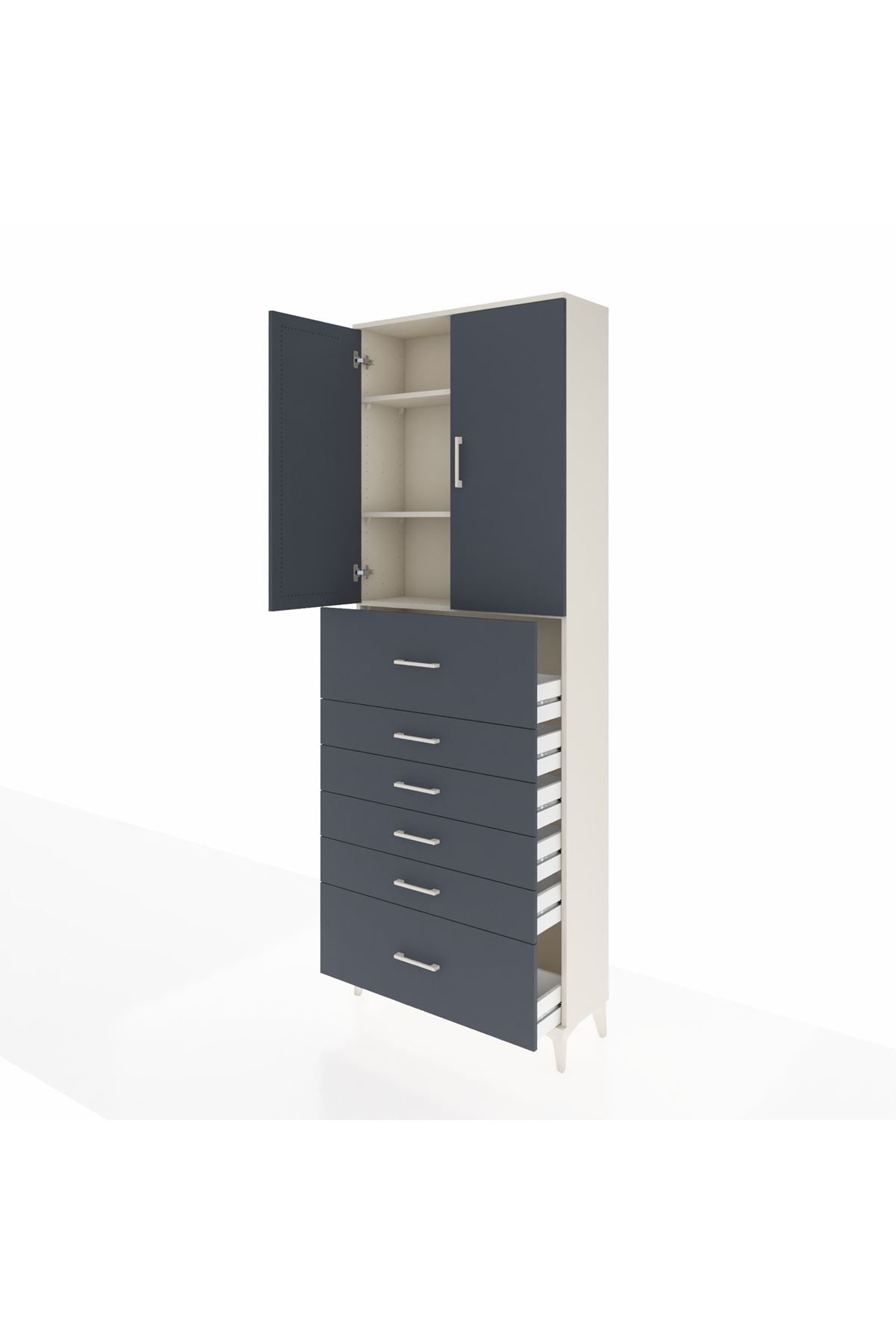 Arges Dolap 3 Raflı 6 Çekmeceli 2 Kapaklı 88x30x243 - S33M183V2A