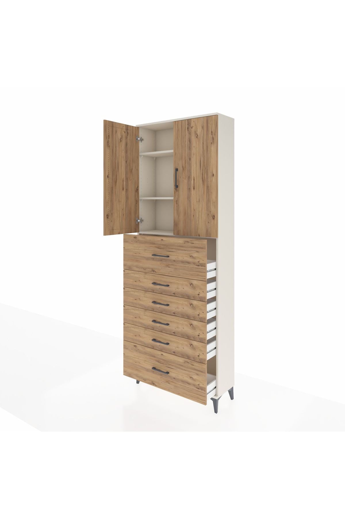 Arges Dolap 3 Raflı 6 Çekmeceli 2 Kapaklı 88x30x243 - S33M183V3A