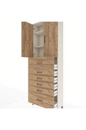 Arges Dolap 3 Raflı 6 Çekmeceli 2 Kapaklı 88x30x243 - S33M183V3A