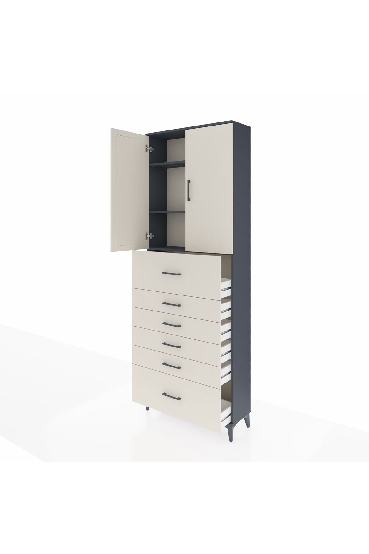 Arges Dolap 3 Raflı 6 Çekmeceli 2 Kapaklı 88x30x243 - S33M183V4A