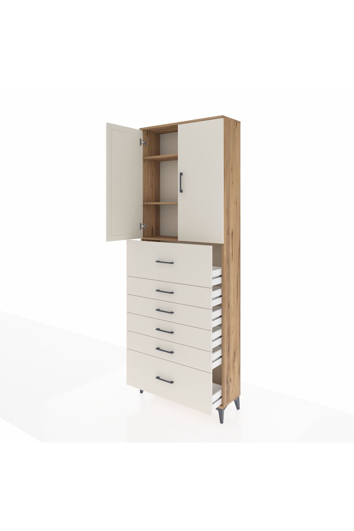 Arges Dolap 3 Raflı 6 Çekmeceli 2 Kapaklı 88x30x243 - S33M183V7A