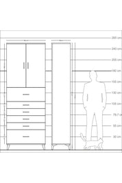 Arges Dolap 3 Raflı 6 Çekmeceli 2 Kapaklı 88x30x243 - S33M183V7A