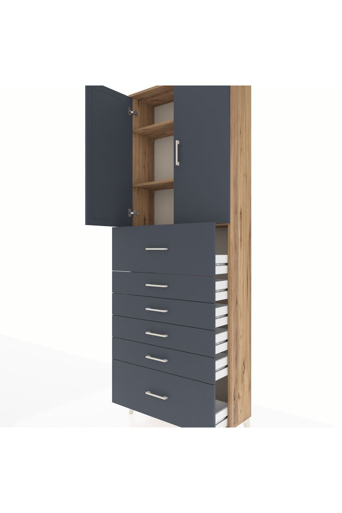 Arges Dolap 3 Raflı 6 Çekmeceli 2 Kapaklı 88x30x243 - S33M183V8A