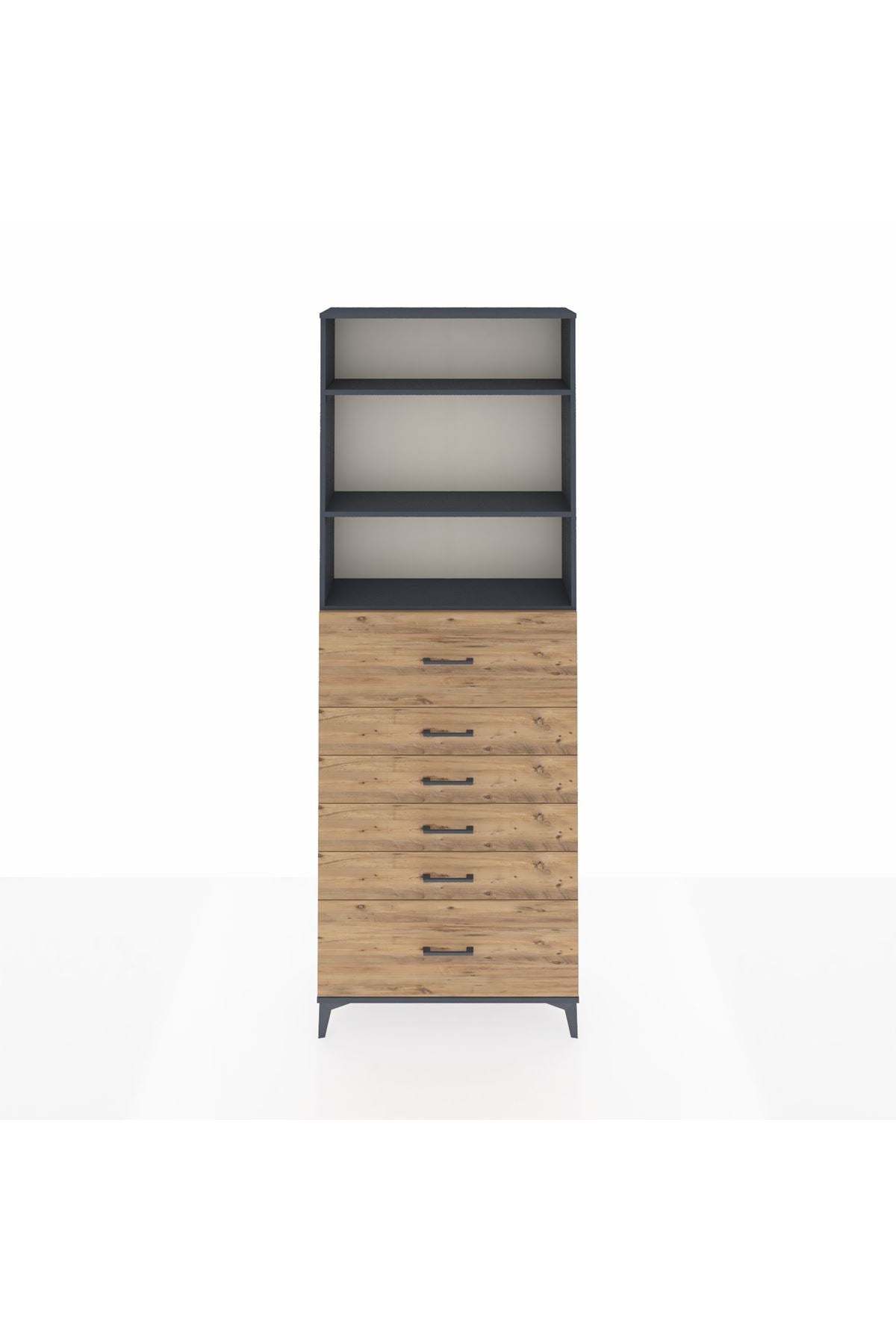 Arges Dolap 3 Raflı 6 Çekmeceli 88x30x243 - S33M184V6A