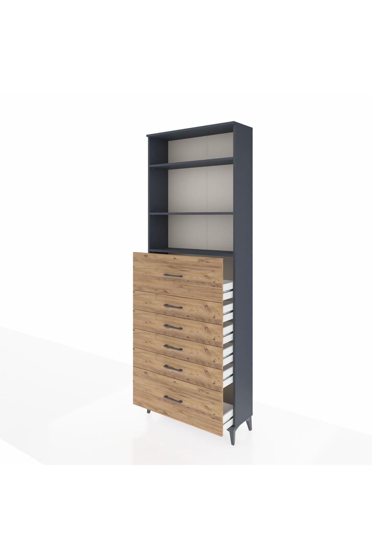 Arges Dolap 3 Raflı 6 Çekmeceli 88x30x243 - S33M184V6A