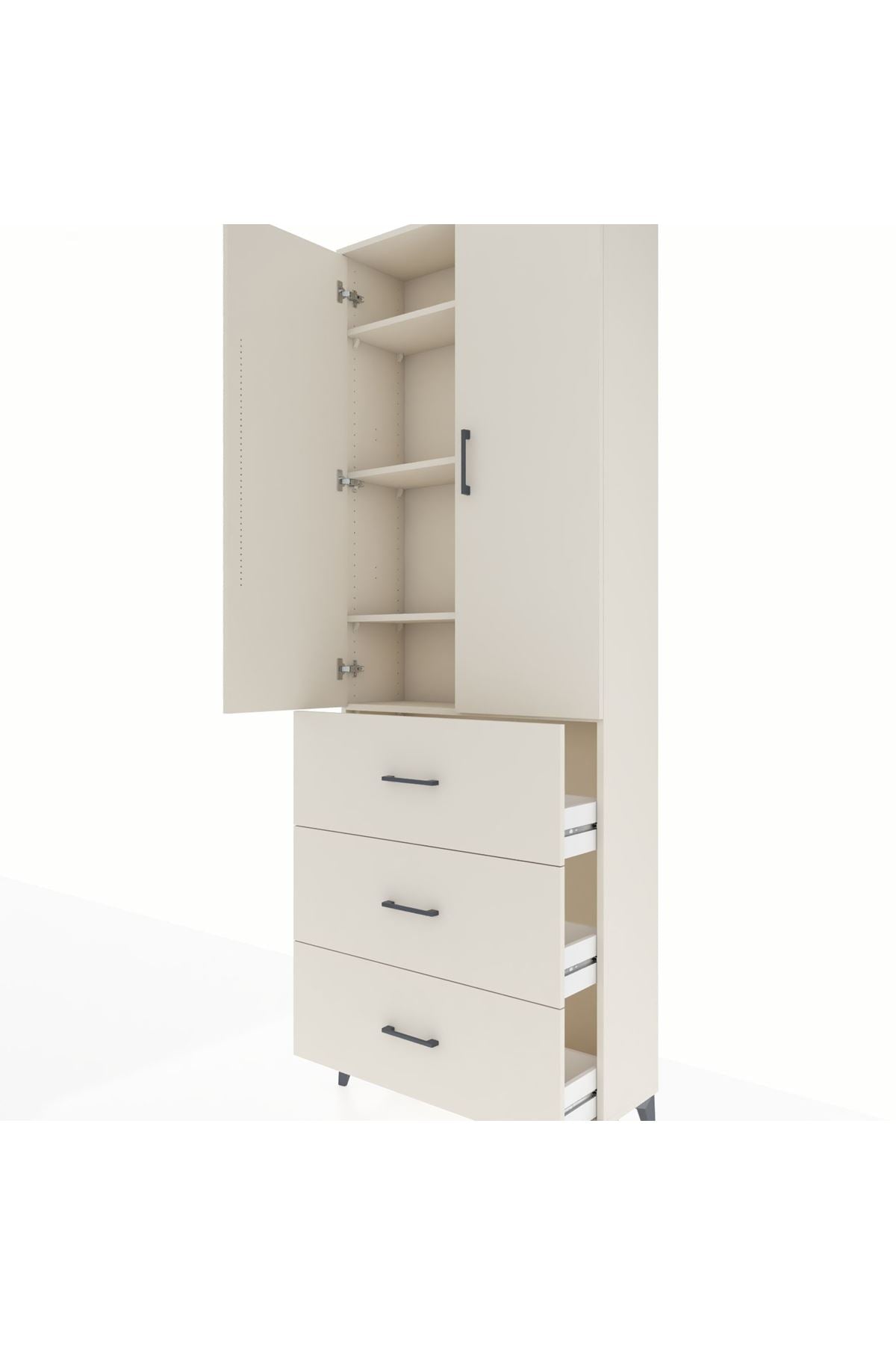 Arges Dolap 4 Raflı 3 Çekmeceli 2 Kapaklı 88x30x243 - S33M185V1A
