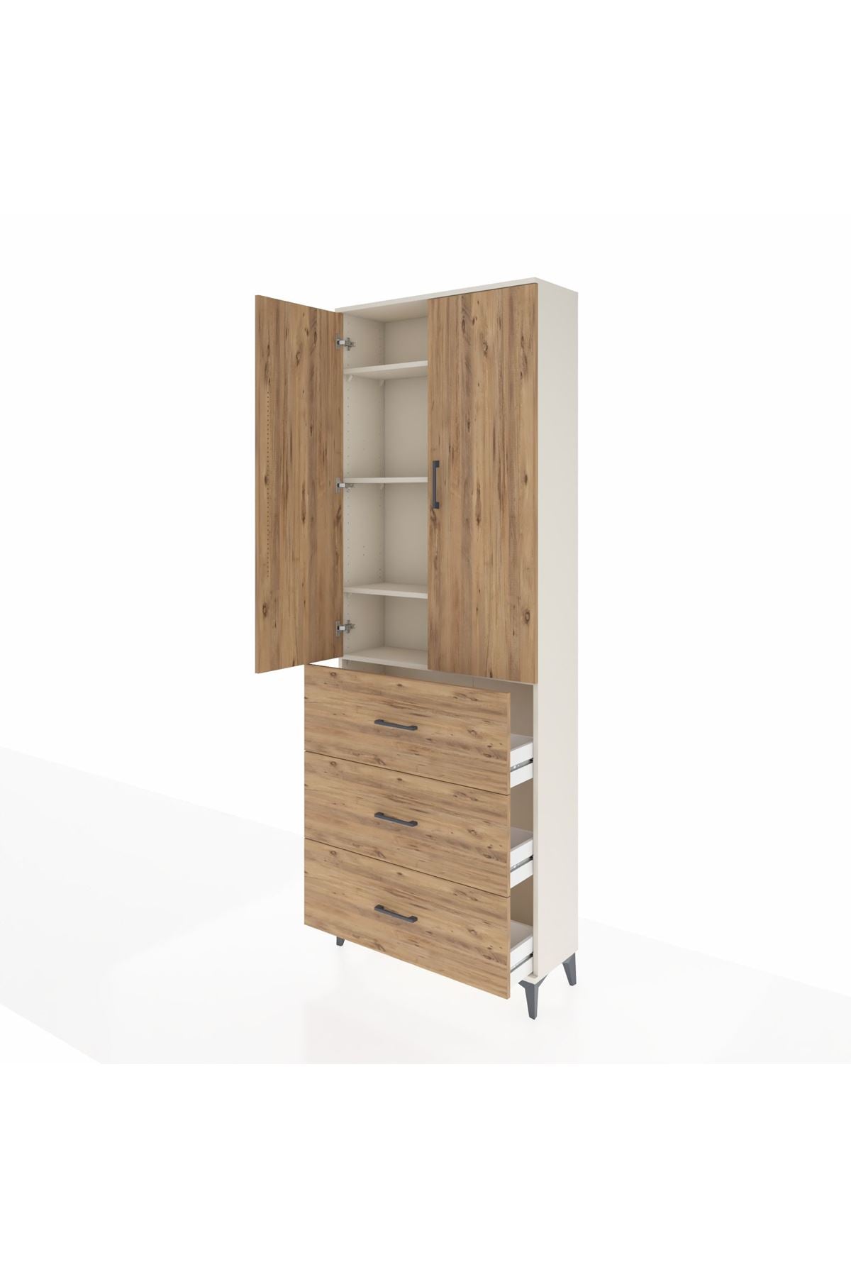 Arges Dolap 4 Raflı 3 Çekmeceli 2 Kapaklı 88x30x243 - S33M185V3A