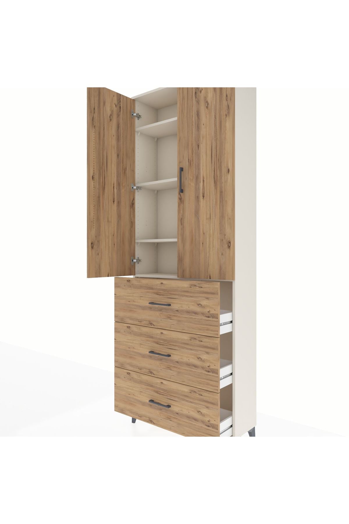 Arges Dolap 4 Raflı 3 Çekmeceli 2 Kapaklı 88x30x243 - S33M185V3A