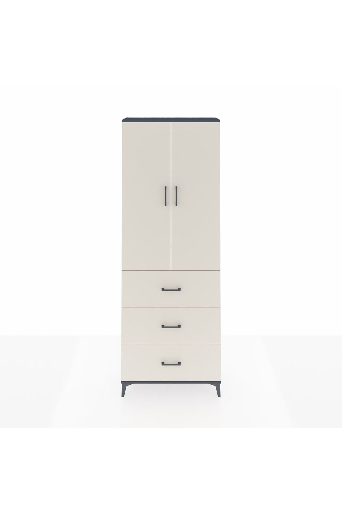 Arges Dolap 4 Raflı 3 Çekmeceli 2 Kapaklı 88x30x243 - S33M185V4A
