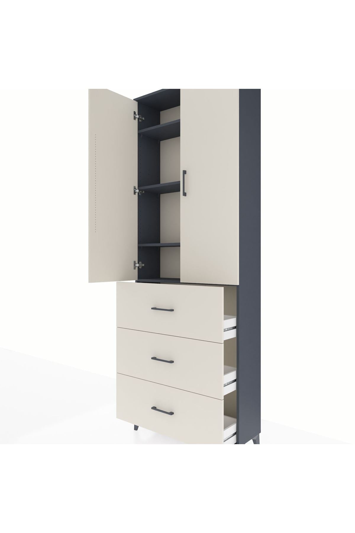Arges Dolap 4 Raflı 3 Çekmeceli 2 Kapaklı 88x30x243 - S33M185V4A