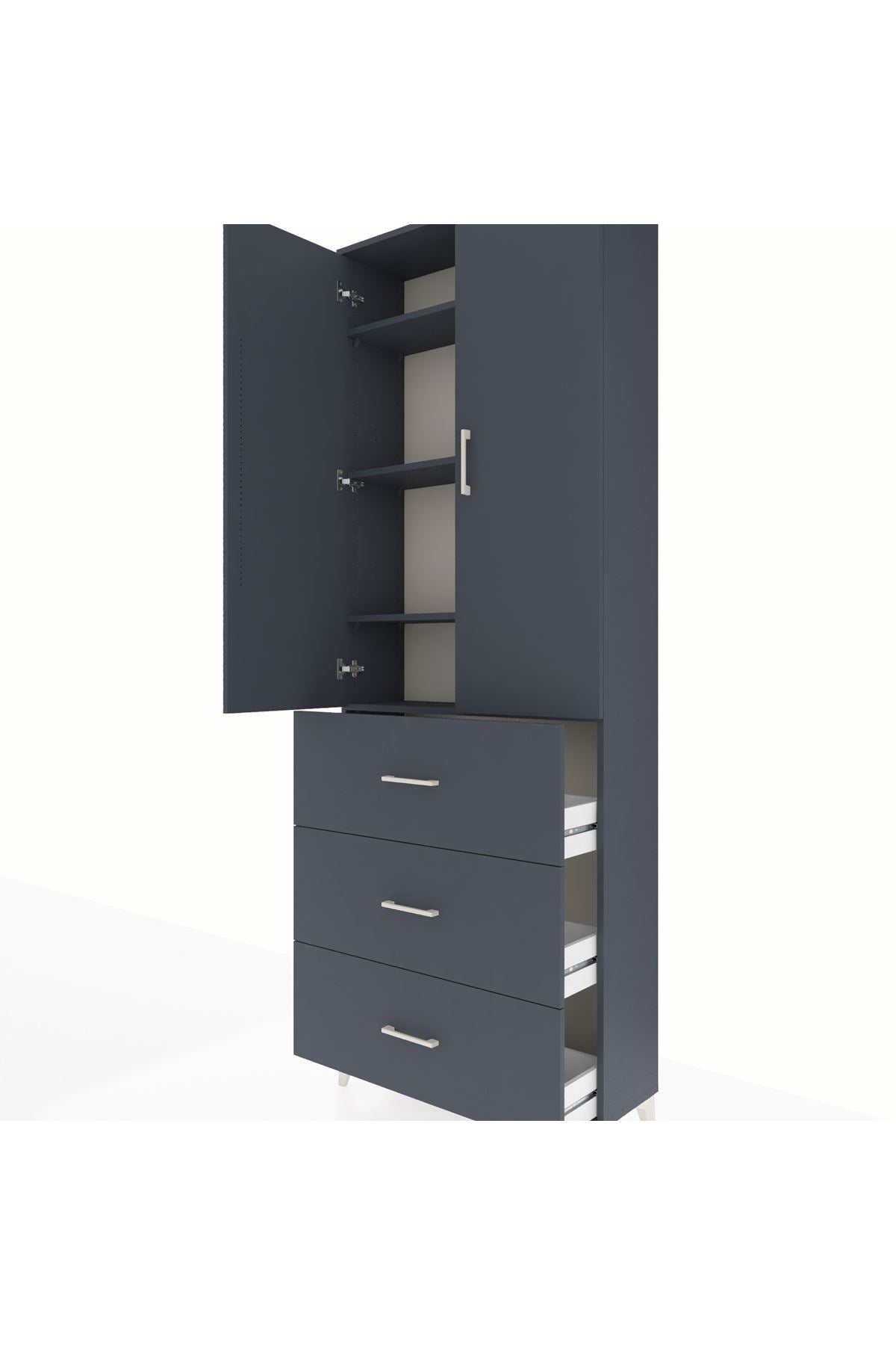Arges Dolap 4 Raflı 3 Çekmeceli 2 Kapaklı 88x30x243 - S33M185V5A