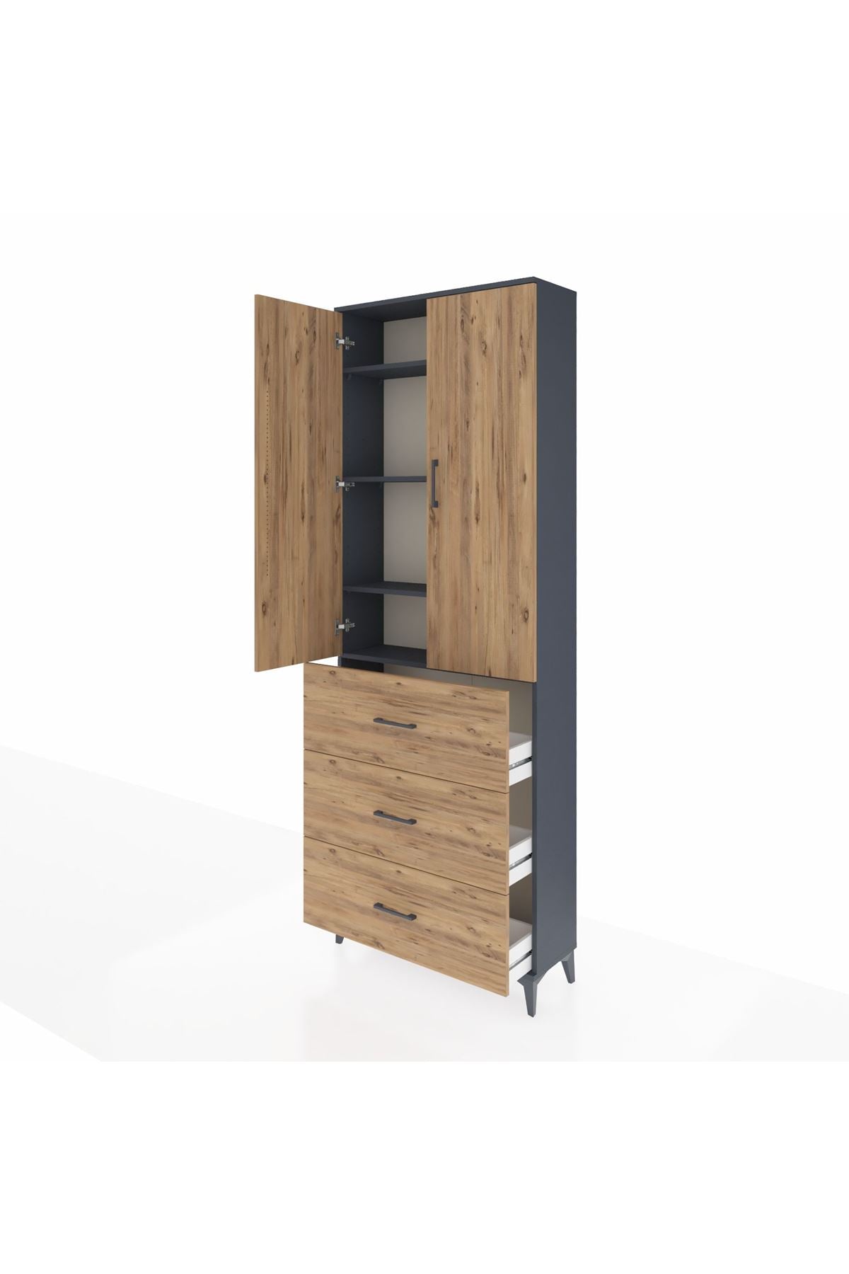 Arges Dolap 4 Raflı 3 Çekmeceli 2 Kapaklı 88x30x243 - S33M185V6A