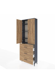 Arges Dolap 4 Raflı 3 Çekmeceli 2 Kapaklı 88x30x243 - S33M185V6A