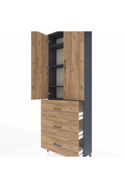 Arges Dolap 4 Raflı 3 Çekmeceli 2 Kapaklı 88x30x243 - S33M185V6A