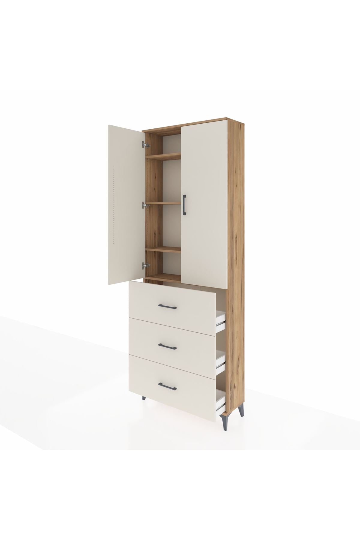 Arges Dolap 4 Raflı 3 Çekmeceli 2 Kapaklı 88x30x243 - S33M185V7A
