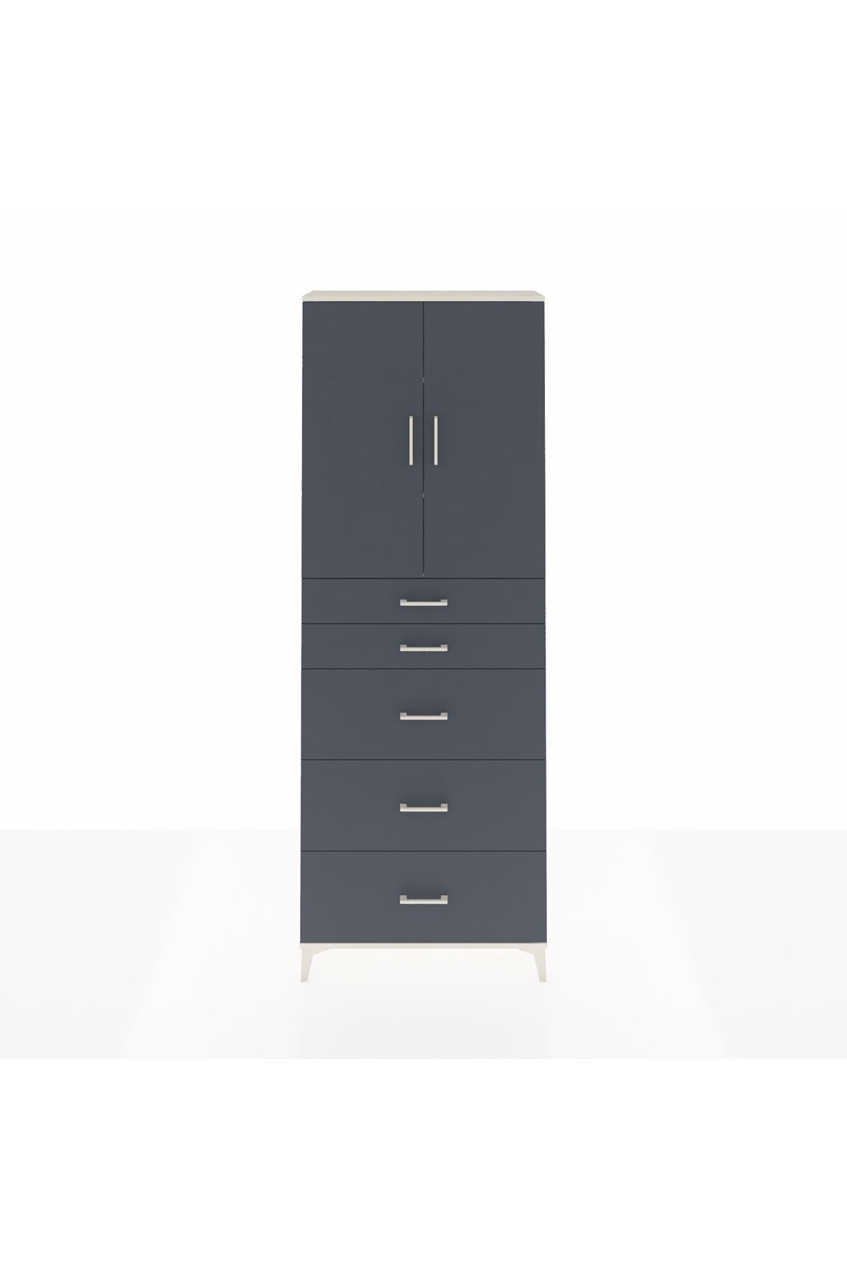 Arges Dolap 3 Raflı 5 Çekmeceli 2 Kapaklı 88x30x243 - S33M187V2A