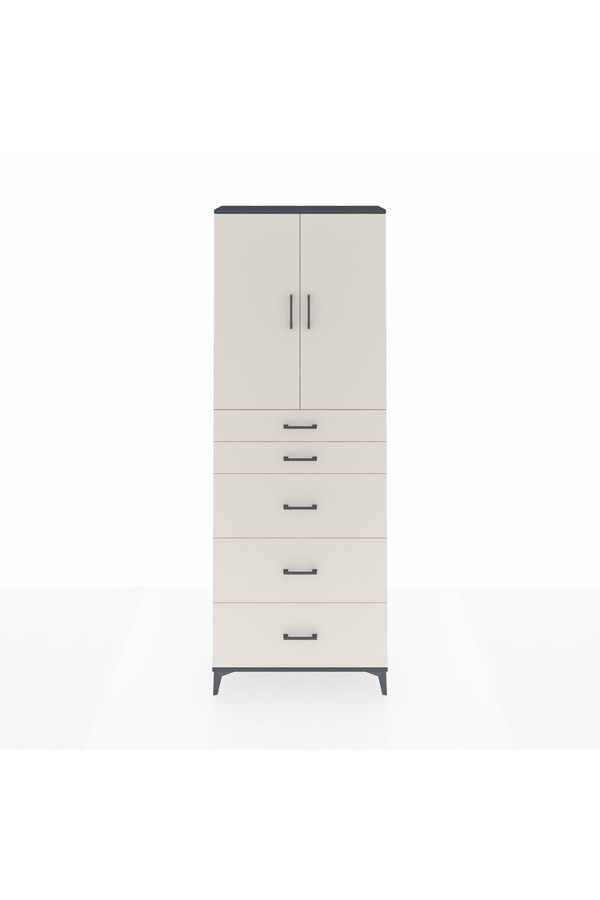 Arges Dolap 3 Raflı 5 Çekmeceli 2 Kapaklı 88x30x243 - S33M187V4A