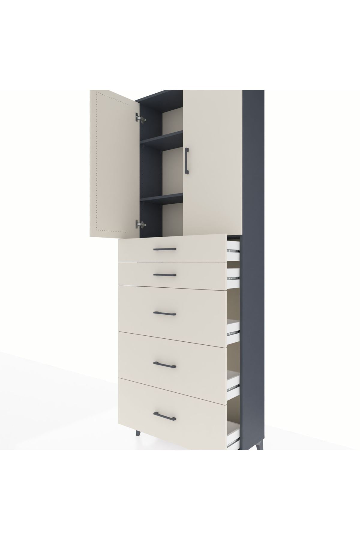 Arges Dolap 3 Raflı 5 Çekmeceli 2 Kapaklı 88x30x243 - S33M187V4A