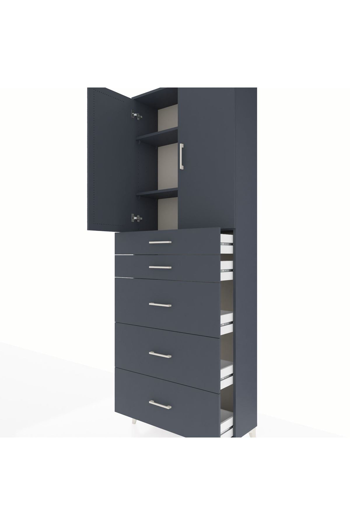 Arges Dolap 3 Raflı 5 Çekmeceli 2 Kapaklı 88x30x243 - S33M187V5A