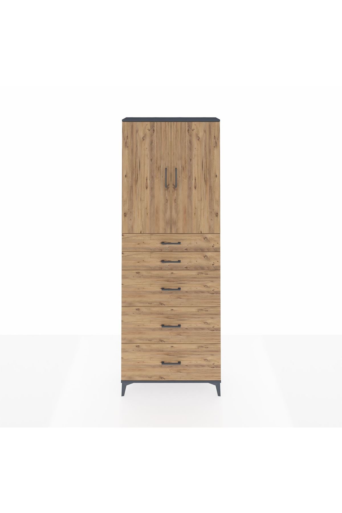 Arges Dolap 3 Raflı 5 Çekmeceli 2 Kapaklı 88x30x243 - S33M187V6A