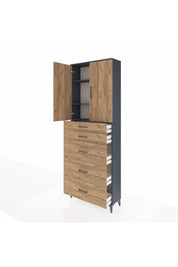 Arges Dolap 3 Raflı 5 Çekmeceli 2 Kapaklı 88x30x243 - S33M187V6A
