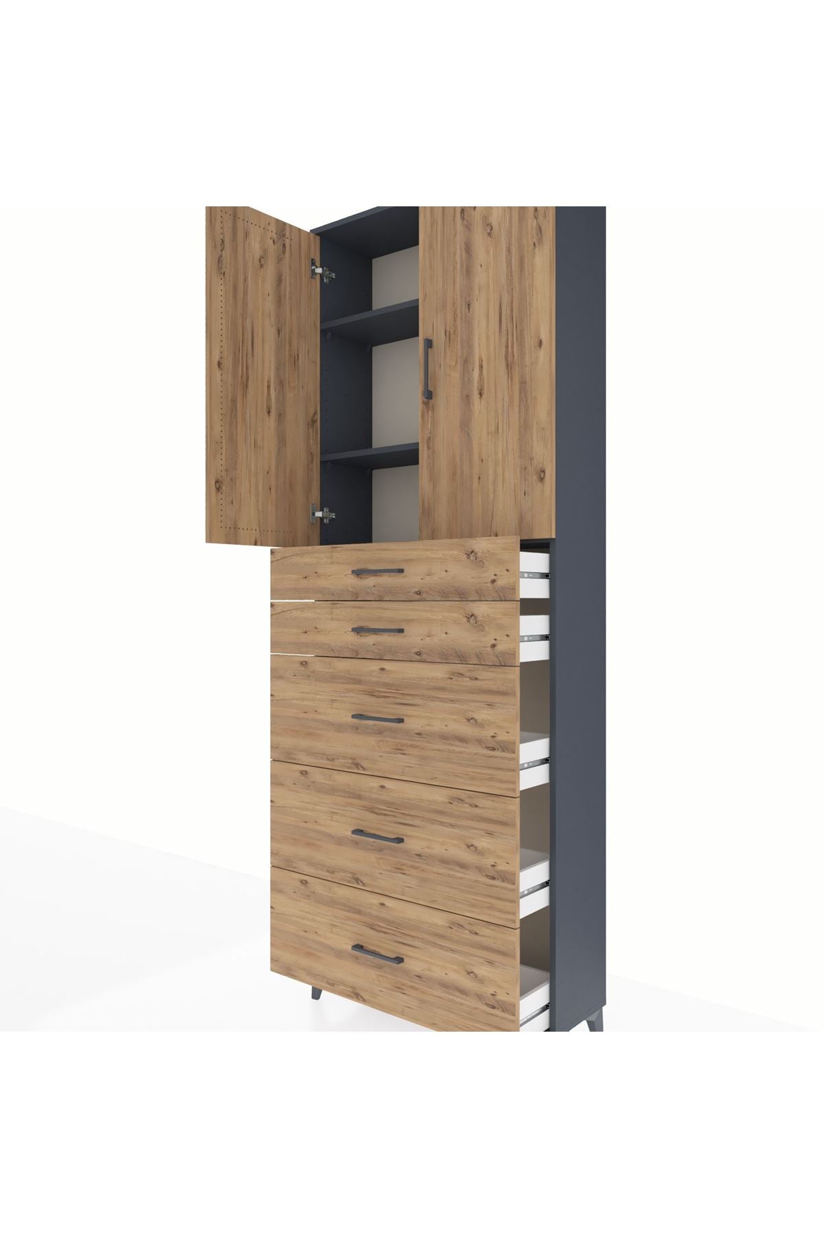 Arges Dolap 3 Raflı 5 Çekmeceli 2 Kapaklı 88x30x243 - S33M187V6A