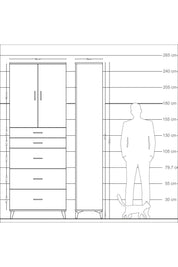 Arges Dolap 3 Raflı 5 Çekmeceli 2 Kapaklı 88x30x243 - S33M187V6A