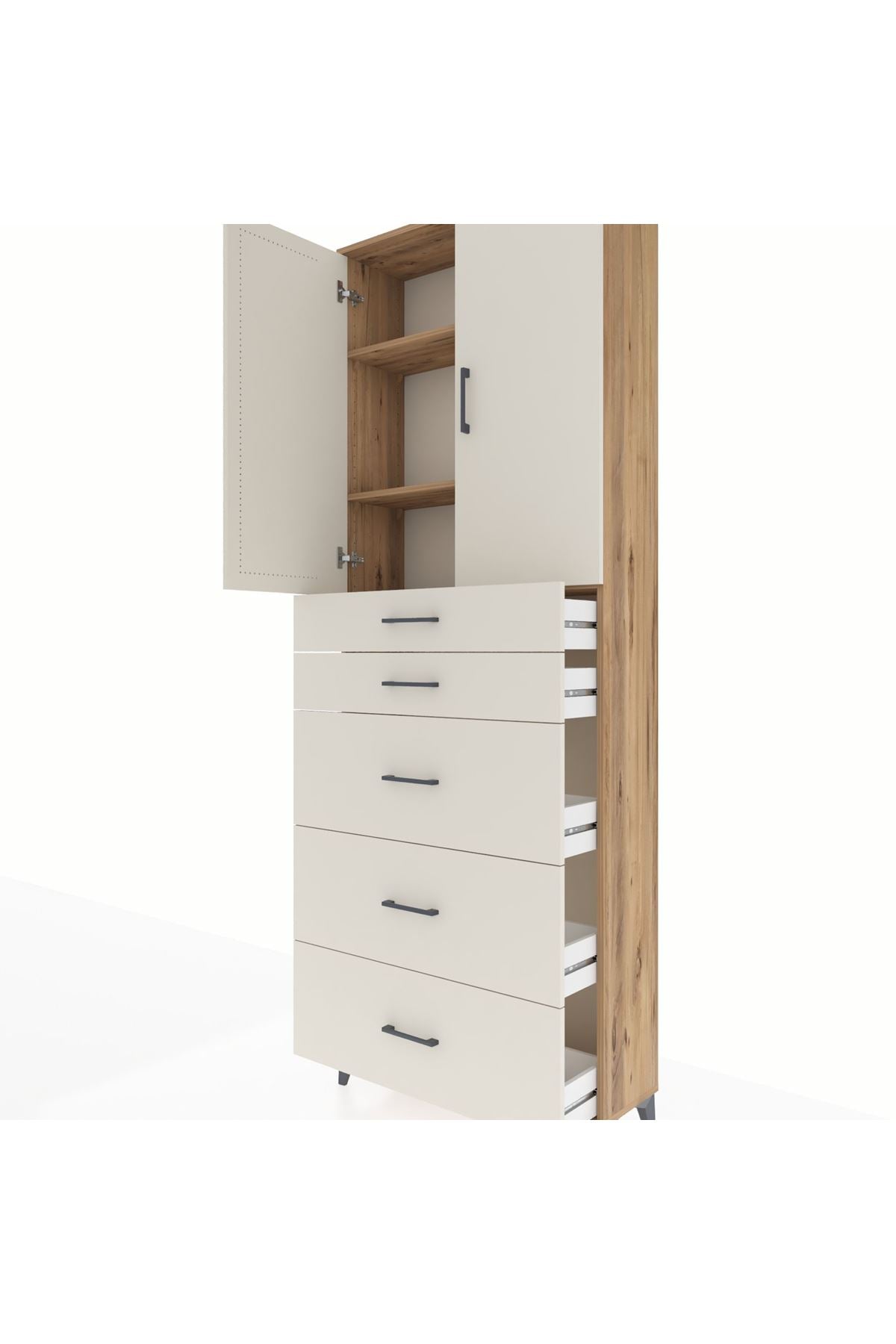 Arges Dolap 3 Raflı 5 Çekmeceli 2 Kapaklı 88x30x243 - S33M187V7A