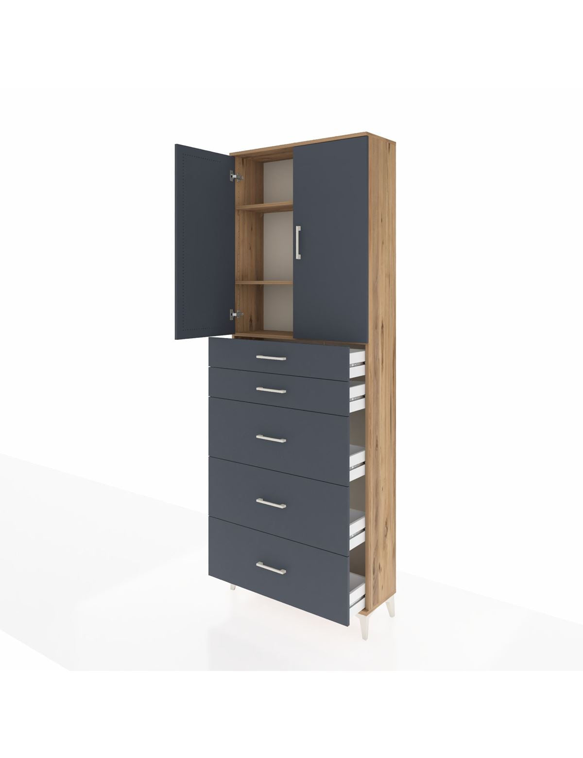 Arges Dolap 3 Raflı 5 Çekmeceli 2 Kapaklı 88x30x243 - S33M187V8A