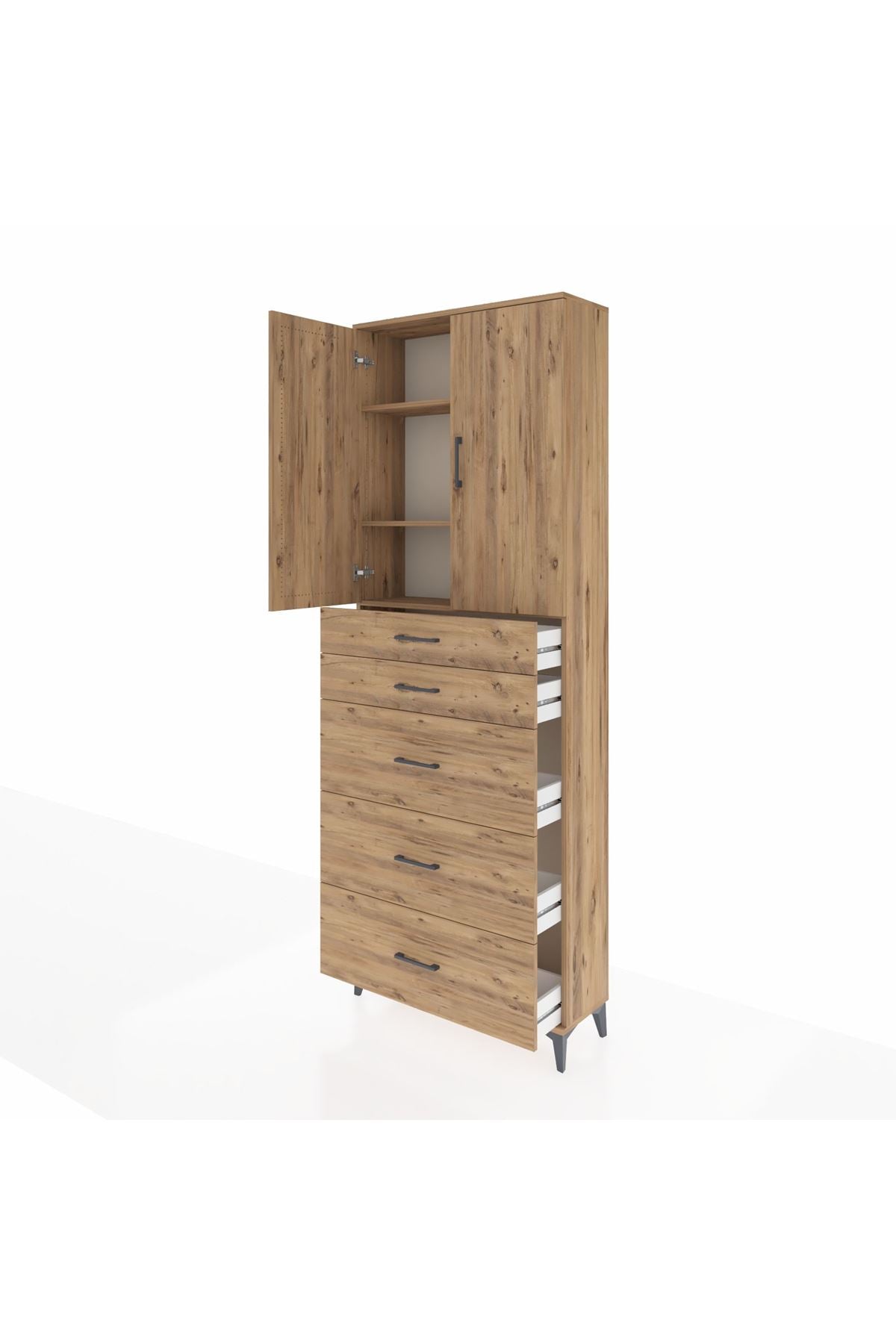 Arges Dolap 3 Raflı 5 Çekmeceli 2 Kapaklı 88x30x243 - S33M187V9A