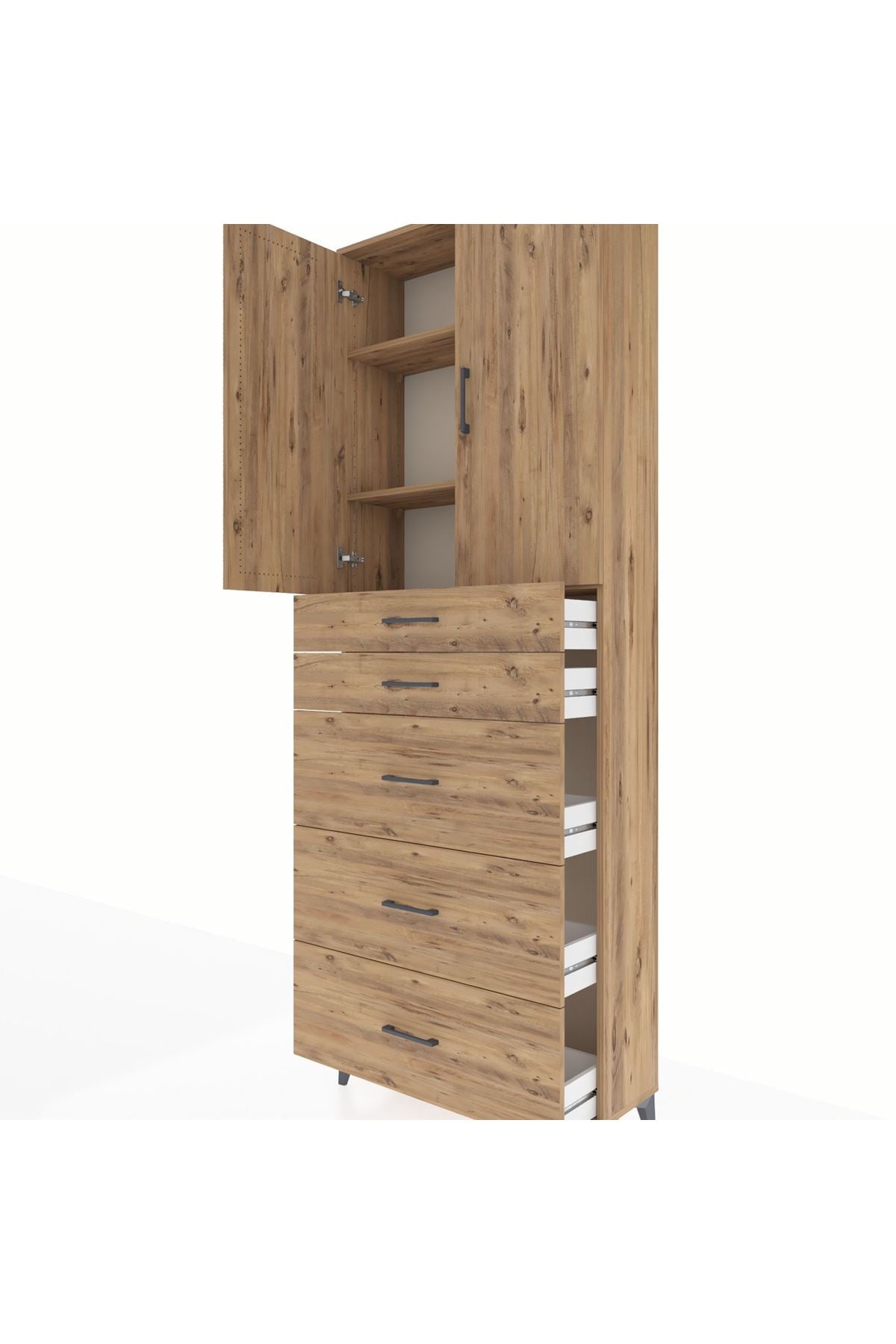 Arges Dolap 3 Raflı 5 Çekmeceli 2 Kapaklı 88x30x243 - S33M187V9A