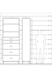 Arges Dolap 3 Raflı 5 Çekmeceli 88x30x243 - S33M188V3A