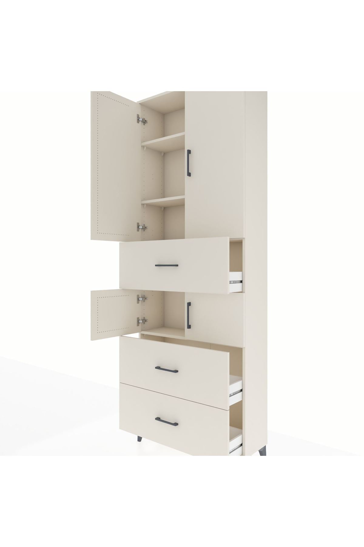 Arges Dolap 4 Raflı 3 Çekmeceli 4 Kapaklı 88x30x243 - S33M189V1A