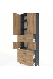 Arges Dolap 4 Raflı 3 Çekmeceli 4 Kapaklı 88x30x243 - S33M189V6A