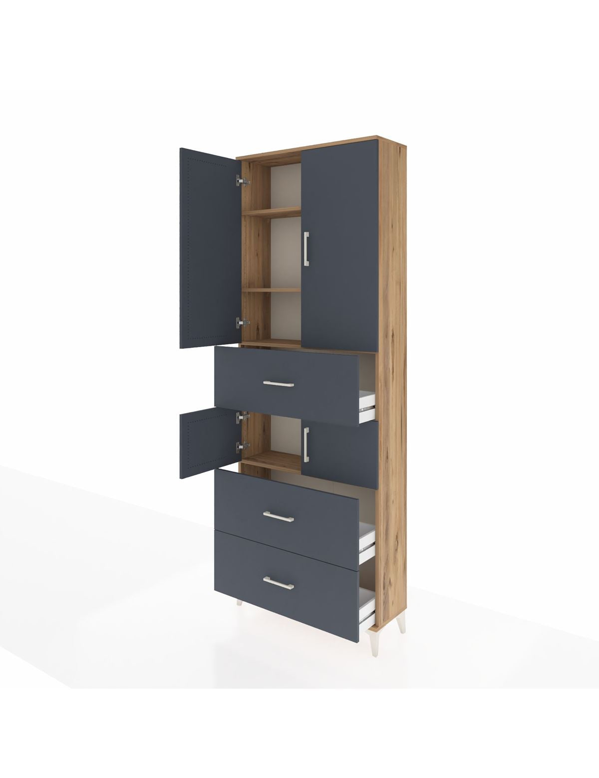 Arges Dolap 4 Raflı 3 Çekmeceli 4 Kapaklı 88x30x243 - S33M189V8A