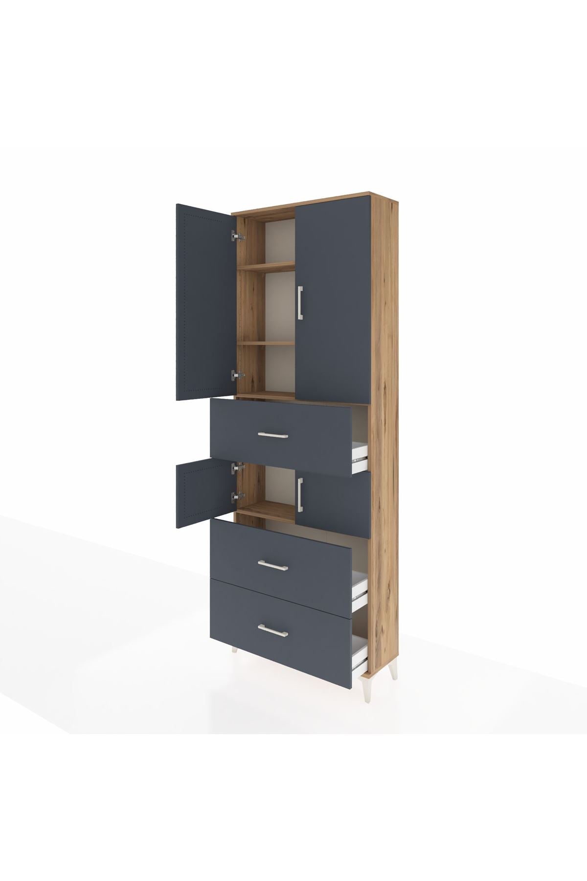 Arges Dolap 4 Raflı 3 Çekmeceli 4 Kapaklı 88x30x243 - S33M189V8A