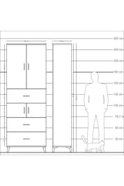 Arges Dolap 4 Raflı 3 Çekmeceli 4 Kapaklı 88x30x243 - S33M189V9A