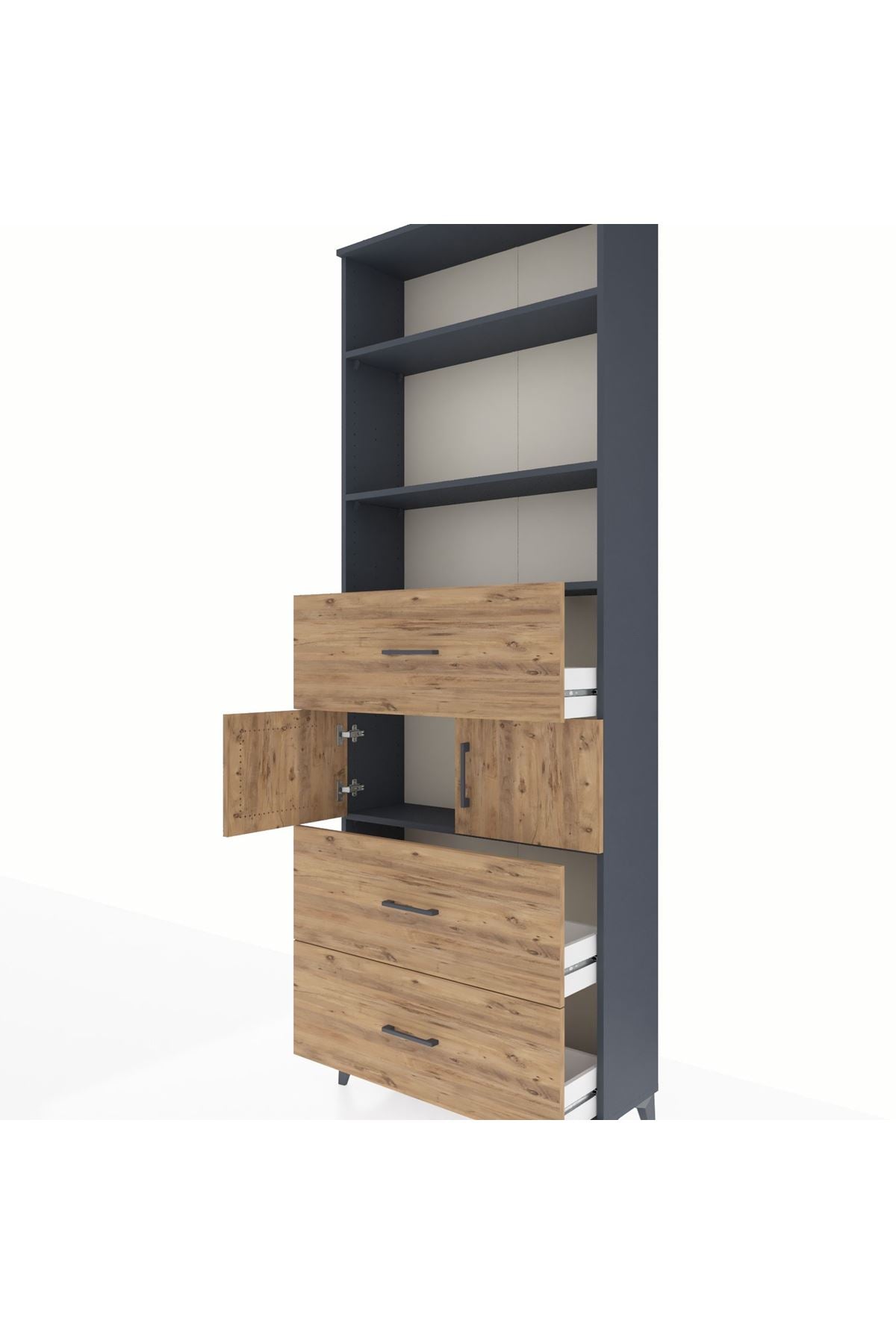 Arges Dolap 4 Raflı 3 Çekmeceli 2 Kapaklı 88x30x243 - S33M190V6A