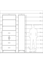 Arges Dolap 4 Raflı 3 Çekmeceli 2 Kapaklı 88x30x243 - S33M190V6A