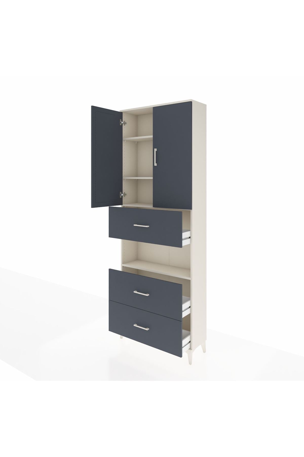 Arges Dolap 4 Raflı 3 Çekmeceli 2 Kapaklı 88x30x243 - S33M191V2A