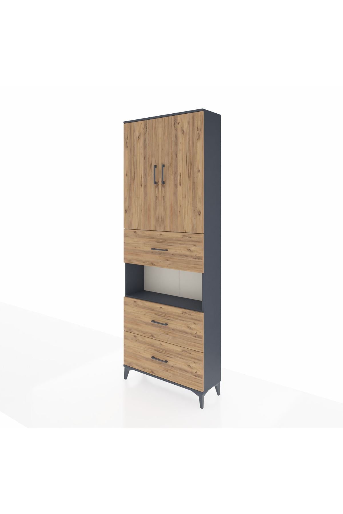 Arges Dolap 4 Raflı 3 Çekmeceli 2 Kapaklı 88x30x243 - S33M191V6A