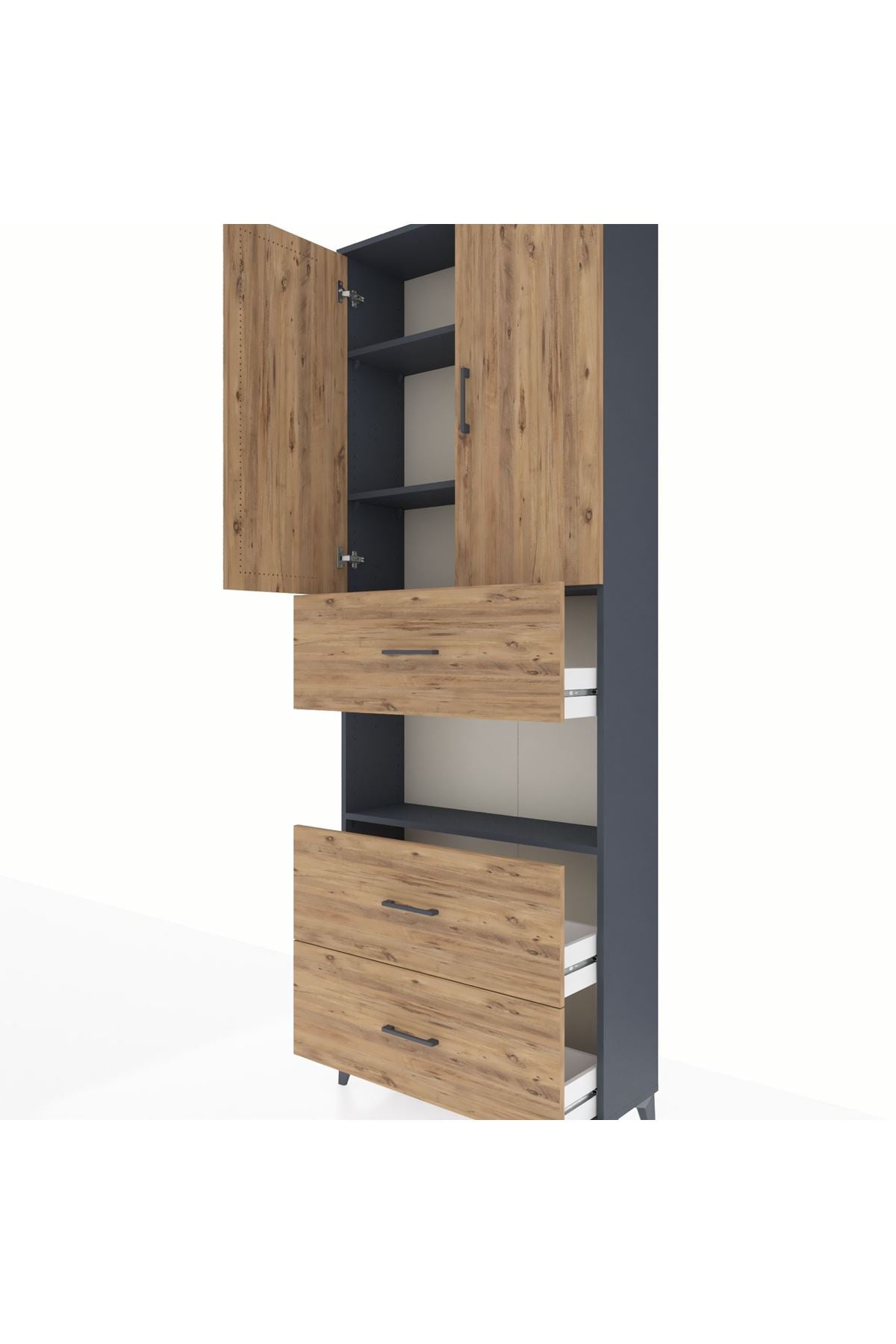 Arges Dolap 4 Raflı 3 Çekmeceli 2 Kapaklı 88x30x243 - S33M191V6A