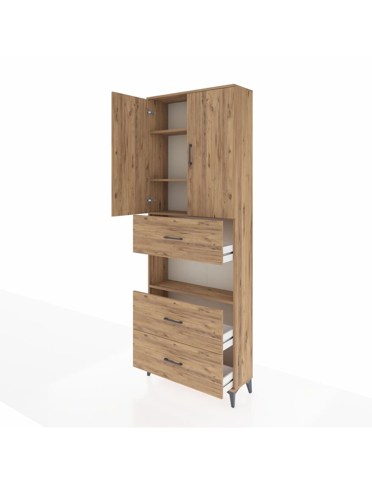 Arges Dolap 4 Raflı 3 Çekmeceli 2 Kapaklı 88x30x243 - S33M191V9A
